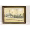 Image 1 : Framed Nautical Scene Watercolor From 1968  (Size Including Frame 27" X 20.5")
