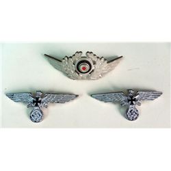 2 ORIG NAZI UNIFORM METAL BREAST EAGLES W/SWASTIKAS