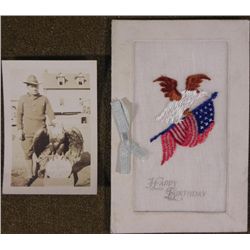 WWI DOUGHBOY PHOTO AND  EMBROIDERED BIRTHDAY CARD