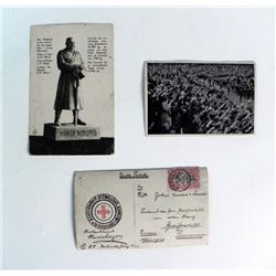 NAZI RALLY PIC + HINDENBURG PIC + WWI GERMAN POSTCARD