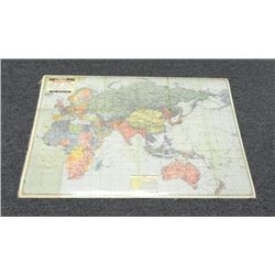 Original Two Sided Laminated WWII Warfare Map-Esso Gas