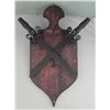 Image 1 : VINTAGE DOUBLE CROSSED MEDIEVAL SWORDS ON A WOOD SHIELD