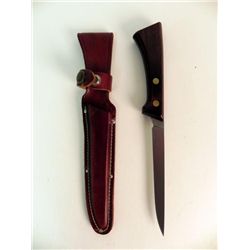 VINTAGE WESTERN FISH FILLET KNIFE WITH LEATHER SHEATH