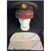 Image 1 : WWII US ARMY VISOR HAT-PRV PURCHASE-MOHAIR-INSIGNIA-