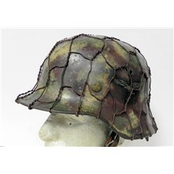 WWII Nazi Luftwaffe Helmet - Orig Camo Shell w/ Wire