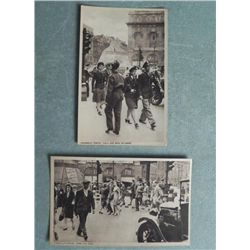 2 WWII BRITISH POSTCARDS-PICCADILLY CIRCUS - MILITARY
