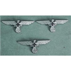 3 NAZI ORIGINAL UNIFORM INSIGNIA-METAL PINBACK-EAGLE