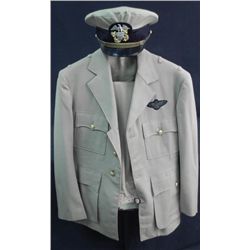 WWII US NAVAL PILOTS TAN UNIFORM & VISOR CAP-1944 LABEL