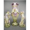 Image 1 : A Rudolstadt Volkstedt Art Nouveau porcelain garniture, modelled as long haired maidens, factory...