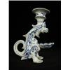 Image 1 : A French Faience blue and white 'Dragon candle sticks' late 19th/early 20th century (nose chipped...