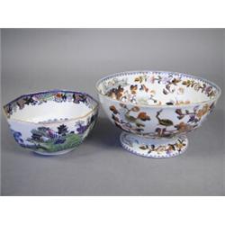 A 19th century Davenport stone china Imari pattern footed bowl and a Mason's octagonal Chinese la...