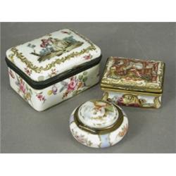 A Furstenburg pattern box and cover, and two others (both restored damage), largest 8.5cm Est. 10...