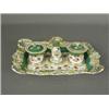 Image 1 : An early 19th century Derby desk stand, with foliate sprays and a moulded fruiting vine border, 2...
