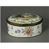 Image 1 : A 19th century continental porcelain dressing table box decorated with a courting couple and flor...