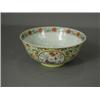 Image 1 : An early 19th century Quing dynasty yellow ground bowl on a circular foot, the interior with poly...