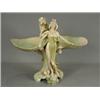 Image 1 : A Royal Dux Art Nouveau double bowl in the form of two liley pads supported by two maidens, pad m...