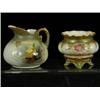Image 1 : A small Hadleys Royal Worcester jug painted on each side with roses, together with a small jardin...