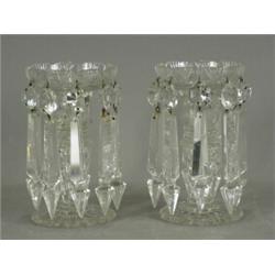 A pair of clear glass table lustres, 19th century, 16cm Est. 250/300...