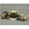 Image 1 : Four pieces of 19th century Paris porcelain, each in a blue glaze with gilt edge and trailing Est...