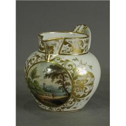 An early 19th century Derby jug, with a pictoral vignette to the body, named to base 'In Italy' (...