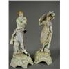 Image 1 : A pair of Plaue porcelain figures of an 18th century lady and gentleman, (the gentlemans cane dam...