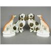 Image 1 : A pair of Staffordshire lurchers with hares, and a pair of Staffordshire dogs, with lustre patche...