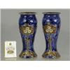 Image 1 : A pair of small Royal Doulton 'Art Nouveau' vases, bases initialled 'E.B.' and stamped 2418, 15cm...