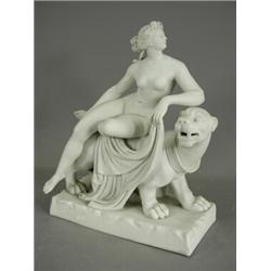 'Ariadne' seated on a panther, a Parian figure probably by Minton, 38cm high Est. 200/300...