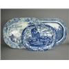 Image 1 : A Victorian blue and white rectangular meat plate decorated with pagodas and trees, possibly by S...