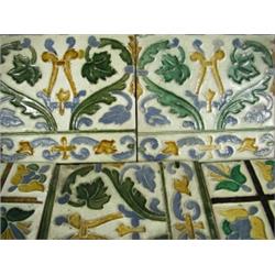 Nine matching antique tiles possibly German or Spanish 16th century, largest 20 x 20cm approx Est...