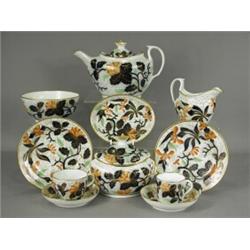 A good early 19th century tea and coffee set, circa 1800-1810, pattern number 612, teapot and sta...