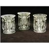Image 1 : Three 19th century clear cut glass table lustres with prismatic drops, 12cm high Est. 300/400...
