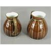 Image 1 : Two Rockingham jugs, each with gilt lining on brown glazed bodies, bases with Griffin marks, tall...
