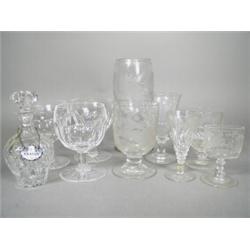 Ten pieces of assorted 19th century glassware, comprising rummers, celery vase and wine glass Est...