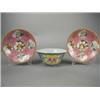 Image 1 : A pair of Qianlong period porcelain saucers with five cartouches of a European male in differing...