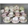 Image 1 : Seventeen early 19th century English porcelain tea cups and saucers, all with London shaped handl...