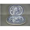 Image 1 : Four pottery Willow pattern meat plates, 45 and 38cm long Est. 150/200...