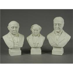 Three Parian bust by Robinson and Leadbeater of J. J. W. Mitchell, Emerson and Bright, 20, 18 and...