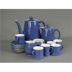 A Moorcroft powder blue six setting coffee set, pot 20cm diameter Est. 150/180...