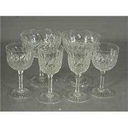 An assorted suite of thirty two Thomas Webb cut glass wine, champagne and sherry glasses, etched...