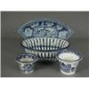 Image 1 : An early 19th century blue and white chestnut basket, a pearlware hors D'Oeures dish and two will...