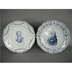 A pair of late 19th century/20th century plates decorated with Louis XVI and Mme Elizabeth, 25.5c...