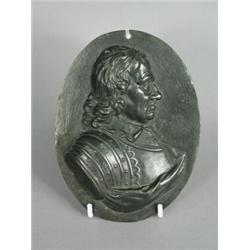 A 19th century cast bronze oval plaque of Cromwell, 16cm high Est. 200/250...