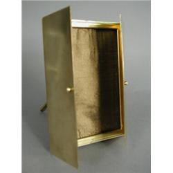 An Edwardian gilt brass two door strut photograph frame by Rodrigues, Piccadilly, London, 16.5cm...