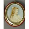 Image 1 : Dickinson MINIATURE PORTRAIT OF A YOUNG GIRL signed, watercolour, 6cm high, in a red leather case...