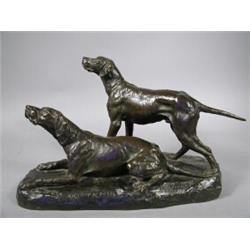 A good 19th century bronze by Eglantine Lemaitre entitled 'Au Coup De Fusil', modelled as two ale...