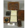 Image 1 : A George III ivory toothpick box and six leather items including vesta, aide memoire and cigar ca...