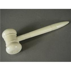 A turned ivory gavel, 15cm long Est. 100/150...