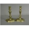 Image 1 : A pair of French Regency brass candlesticks of square form Est. 400/500...