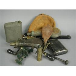 Seven shot flasks and other shooting related items Est. 50/80...